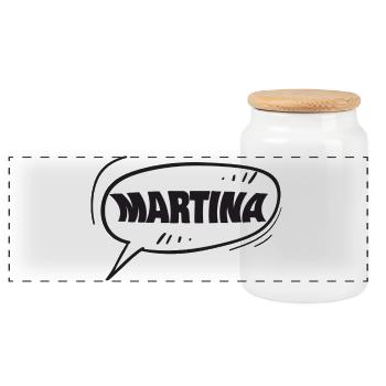 Martina comme prénom - Boîte à biscuits avec couvercle en bois - blanc - Devant