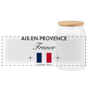 Aix en Provence Frankreich Koordinaten Reise - Panorama Keksdose mit Holzdeckel - Weiß - Vorne