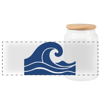 Cadeau de vacances Wave Minimal Sea Beach - Boîte à biscuits avec couvercle en bois - blanc - Devant