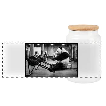 Aviron Panda - Boîte à biscuits avec couvercle en bois - blanc - Devant