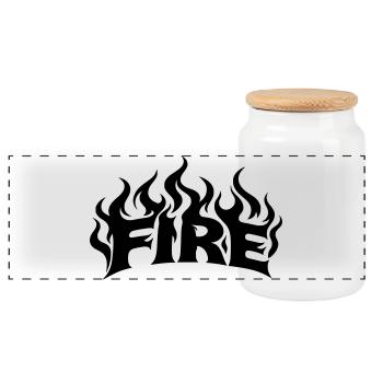 Flammes de feu - couleurs librement sélectionnables - Boîte à biscuits avec couvercle en bois - blanc - Devant