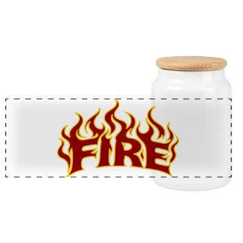 Fire 2 Flames - Colors freely selectable - Panoramic Cookie Jar with Wooden Lid - white - Front