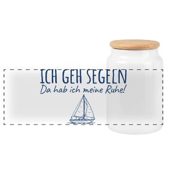 Segeln Da hab ich meine Ruhe - Panorama Keksdose mit Holzdeckel - Weiß - Vorne
