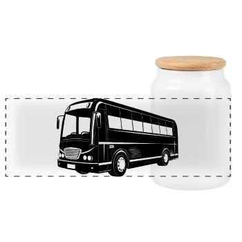 Tourbus - Panorama Keksdose mit Holzdeckel - Weiß - Vorne