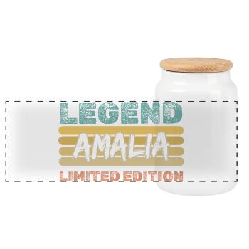 Geschenk für Amalia - Panorama Keksdose mit Holzdeckel - Weiß - Vorne