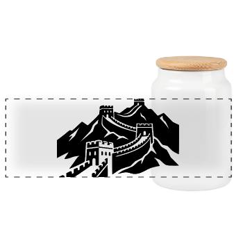 Chinesische Mauer - Panorama Keksdose mit Holzdeckel - Weiß - Vorne