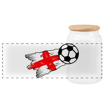 English flag meets football - Panoramic Cookie Jar with Wooden Lid - white - Front