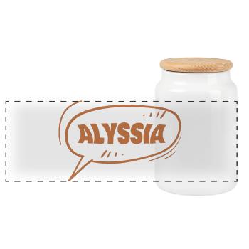 Alyssia comme prénom - Boîte à biscuits avec couvercle en bois - blanc - Devant