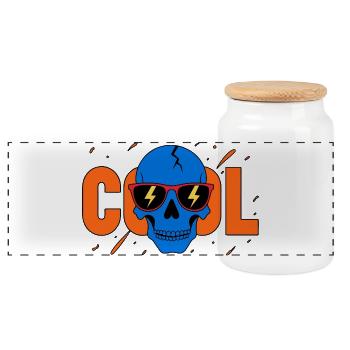 Cool Skull Flash Sunglasses - Panoramic Cookie Jar with Wooden Lid - white - Front