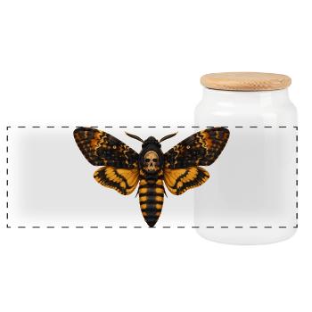 Death's head Hawkmoth Acherontia atropos - Panoramic Cookie Jar with Wooden Lid - white - Front