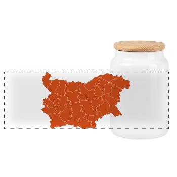 Karte von Bulgarien - Panorama Keksdose mit Holzdeckel - Weiß - Vorne