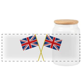 Flagge Großbritanniens - Panorama Keksdose mit Holzdeckel - Weiß - Vorne