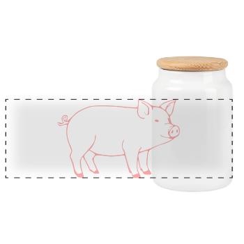 Schwein rosa Metzger Fleischer Geschenk - Panorama Keksdose mit Holzdeckel - Weiß - Vorne