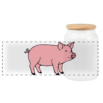 Schwein rosa Metzger Fleischer Geschenk - Panorama Keksdose mit Holzdeckel - Weiß - Vorne