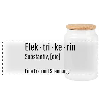Elektrikerin Substantiv Definition Geschenk - Panorama Keksdose mit Holzdeckel - Weiß - Vorne