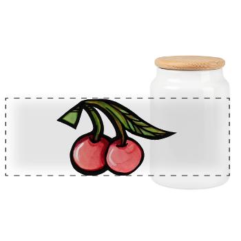 Vibrant Cherries Aquarell Duo - Panorama Keksdose mit Holzdeckel - Weiß - Vorne