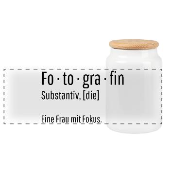 Fotografin Substantiv Definition Foto Geschenk - Panorama Keksdose mit Holzdeckel - Weiß - Vorne