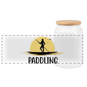 kajak paddeln paddling kanu paddel boot - Panorama Keksdose mit Holzdeckel - Weiß - Vorne