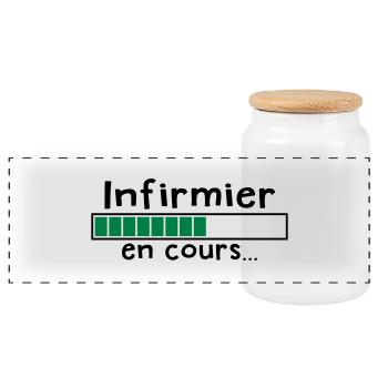 infirmier en cours - Boîte à biscuits avec couvercle en bois - blanc - Devant
