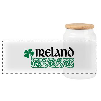 Ireland - Panoramic Cookie Jar with Wooden Lid - white - Front