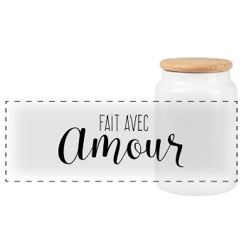 Fait Avec Amour - Boîte à biscuits avec couvercle en bois - blanc - Devant