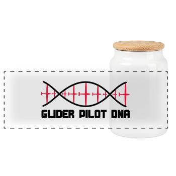 dna glider pilot - Panoramic Cookie Jar with Wooden Lid - white - Front
