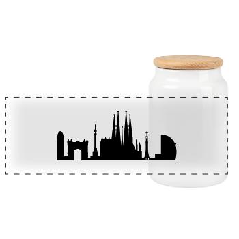 Skyline Barcelona Espagne - Boîte à biscuits avec couvercle en bois - blanc - Devant