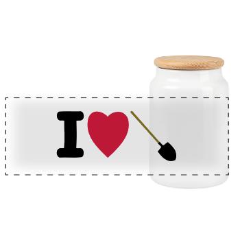 j'aime les pelles - Boîte à biscuits avec couvercle en bois - blanc - Devant