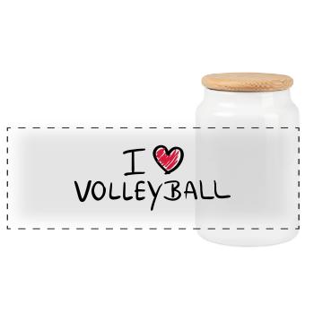 i_love_volleyball__f2 - Panoramic Cookie Jar with Wooden Lid - white - Front
