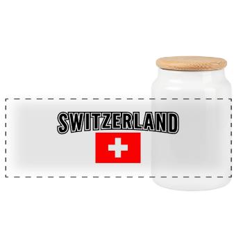 Schweiz - Panorama Keksdose mit Holzdeckel - Weiß - Vorne