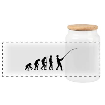 fishing__evolution____f1 - Panorama Keksdose mit Holzdeckel - Weiß - Vorne