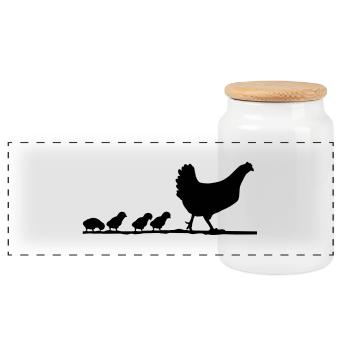 chicken_family__f1 - Panoramic Cookie Jar with Wooden Lid - white - Front
