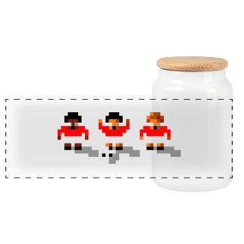 Soccer Red Team - Panoramic Cookie Jar with Wooden Lid - white - Front