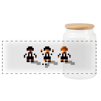 Soccer Black and White - Panoramic Cookie Jar with Wooden Lid - white - Front
