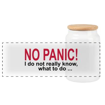 NO PANIC! - Panorama Keksdose mit Holzdeckel - Weiß - Vorne