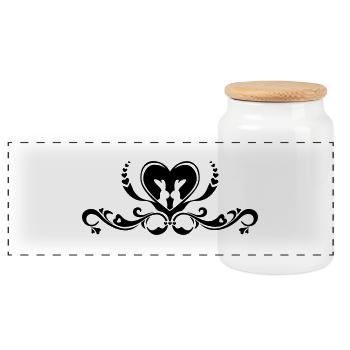 Lièvre lapin roman d'amour coeur de Pâques - Boîte à biscuits avec couvercle en bois - blanc - Devant