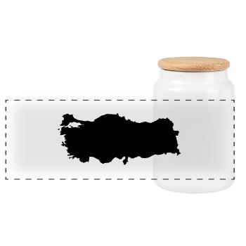 Turkey Map Map - Panoramic Cookie Jar with Wooden Lid - white - Front