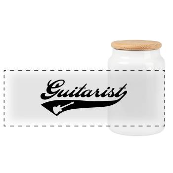 Guitarist - Panoramic Cookie Jar with Wooden Lid - white - Front