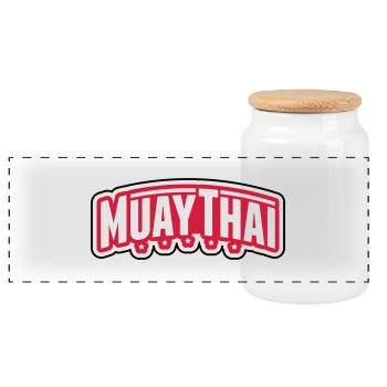 muay_thai_gn2 - Boîte à biscuits avec couvercle en bois - blanc - Devant