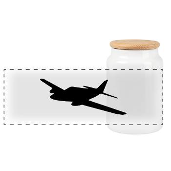 Leichtflugzeug - Panorama Keksdose mit Holzdeckel - Weiß - Vorne