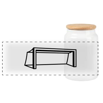 Soccer Goal Design - Panoramic Cookie Jar with Wooden Lid - white - Front