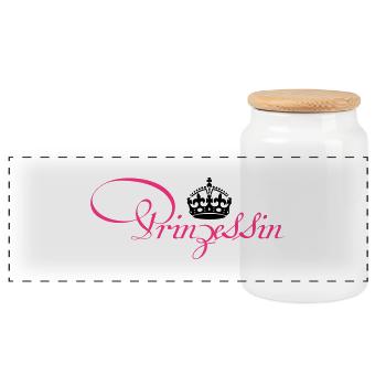 Princess with crown - Panoramic Cookie Jar with Wooden Lid - white - Front