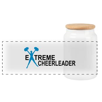 cheerleader - Panoramic Cookie Jar with Wooden Lid - white - Front