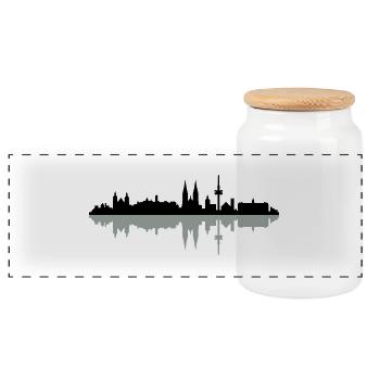 Skyline Regensburg - Panorama Keksdose mit Holzdeckel - Weiß - Vorne