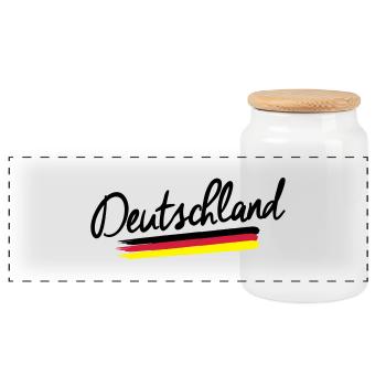 Allemagne - Allemagne - drapeau de la République - Boîte à biscuits avec couvercle en bois - blanc - Devant