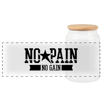 no_pain_no_gain_2_f1 - Panorama Keksdose mit Holzdeckel - Weiß - Vorne