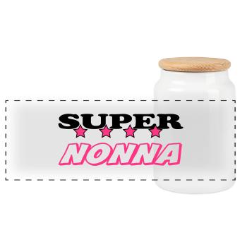 Super nonna - Panoramic Cookie Jar with Wooden Lid - white - Front