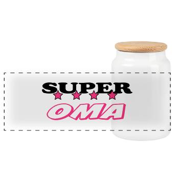 Super oma - Panoramic Cookie Jar with Wooden Lid - white - Front