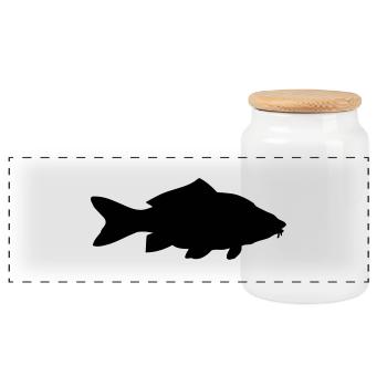 Karpfen - Fisch - Fish - Panorama Keksdose mit Holzdeckel - Weiß - Vorne