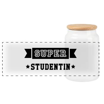 Student Studentin Studien Studenten Universität - Panorama Keksdose mit Holzdeckel - Weiß - Vorne